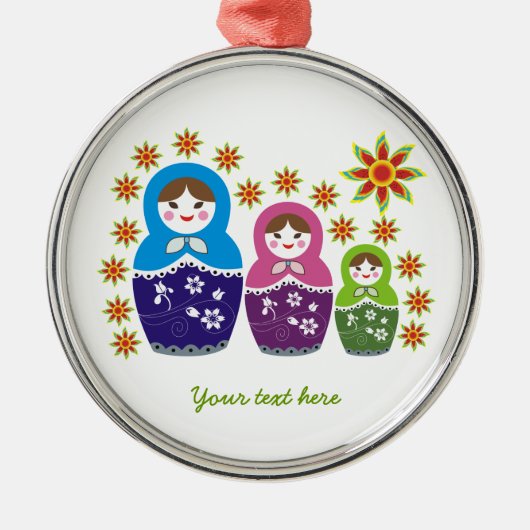 Russische Matryoshka Dolls Zollschmuck Silbernes Ornament (Vorne)