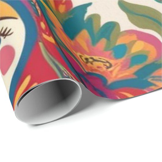 Russische Matryoshka Nesting Dolls floral Decoupag Geschenkpapier (Rolleneckpunkt)