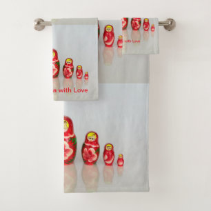 Russische Matryoshka-Puppen Badhandtuch Set