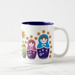 Russische Matryoshka-Puppen-Tasse Zweifarbige Tasse