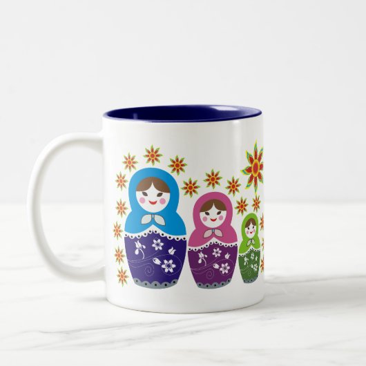Russische Matryoshka-Puppen-Tasse Zweifarbige Tasse (Links)