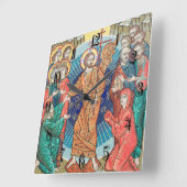 Russische Mosaikikone Quadratische Wanduhr (Winkel)