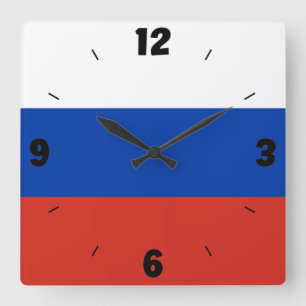 Russische Nationalflagge Patriotisch Quadratische Wanduhr