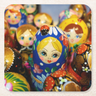 Russische Nesting Dolls Rechteckiger Pappuntersetzer