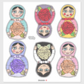 Russische Nesting Matryoshka-Puppen Illustriert Aufkleber (Blatt)