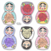 Russische Nesting Matryoshka-Puppen Illustriert Aufkleber (Vorderseite)