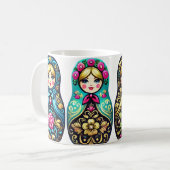Russische Puppe Tasse - 4 Nistpuppen (Vorderseite Links)