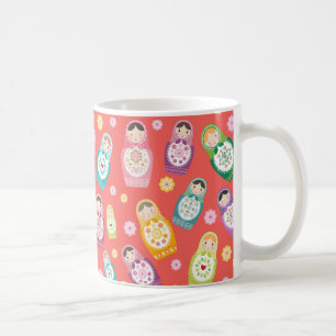 Russische Puppe Tasse - roter Hintergrund