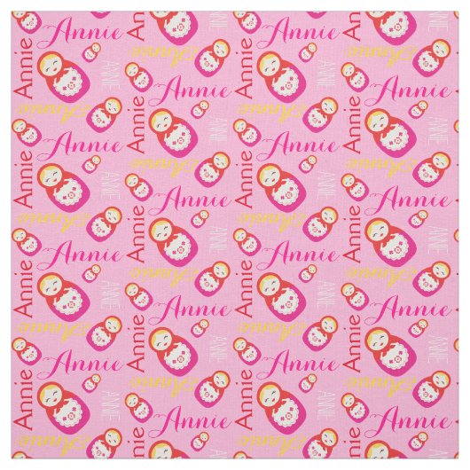 Russische Puppen, rosa typografisches Gewebe Stoff (Muster)