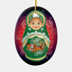 Russische Puppen-Weihnachtsverzierung - "Olga " Keramikornament