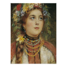 Russische Schönheit im Sommer-Garland Glossy Poste