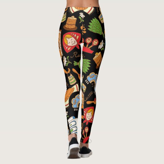 Russische Symbole: Vintages Muster. Leggings (Rückseite)