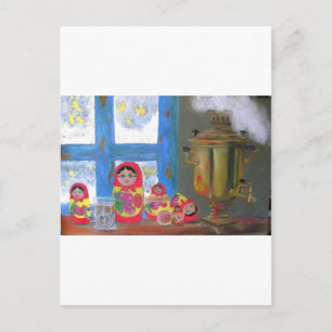 russische Teezeit Postkarte