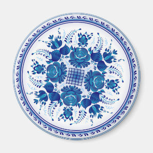 Russische traditionelle Verzierung in Gzhel Art Magnet