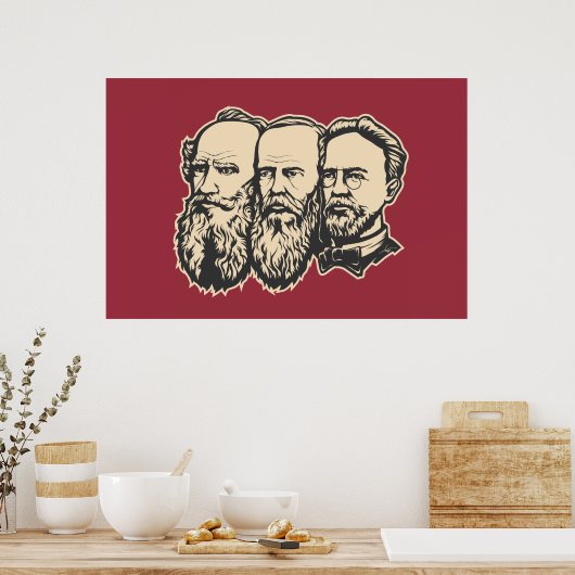 Russische Troika: Tolstoi, Dostojewski, Tschechow Poster (Küche)