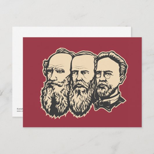 Russische Troika: Tolstoi, Dostojewski, Tschechow Postkarte (Vorne/Hinten)