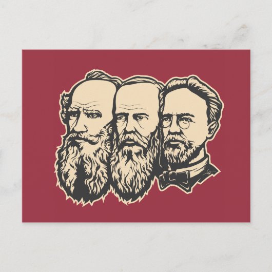 Russische Troika: Tolstoi, Dostojewski, Tschechow Postkarte (Vorderseite)