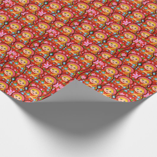 Russische Verschachtelungs-Puppe - Matryoshka Geschenkpapier (Ecke)