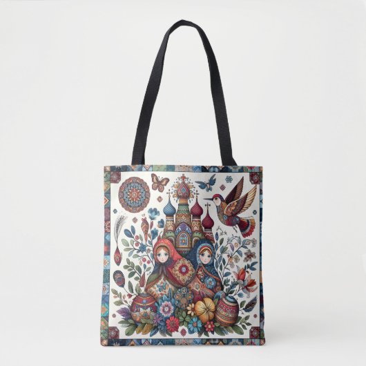 Russische Volkskunst Babushka Boho Chic Mode Art Tasche (Vorderseite)