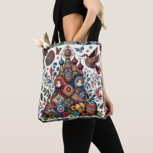 Russische Volkskunst Babushka Boho Chic Mode Art Tasche