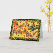 Russische Volkskunst Happy Birthday Karte (Gelbe Blume)