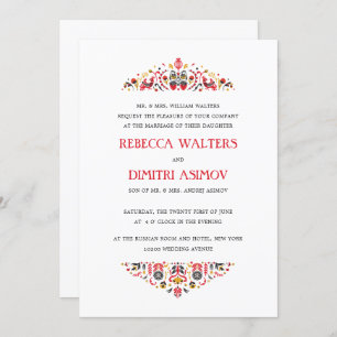 Russische Volkskunst Khokhloma Blume Feierliche Ho Einladung