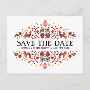 Russische Volkskunst Khokhloma Hochzeit Ankündigungspostkarte