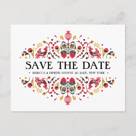 Russische Volkskunst Khokhloma Hochzeit Ankündigungspostkarte (Vorderseite)