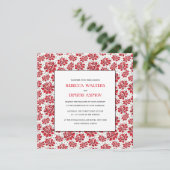 Russische Volkskunst Rote Blume Hochzeit Invita Einladung (Stehend Vorderseite)