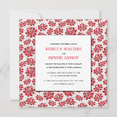Russische Volkskunst Rote Blume Hochzeit Invita Einladung (Vorderseite)