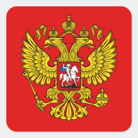 Russische Wappen Quadratischer Aufkleber (Vorderseite)