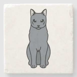 Russischer blaue Katzen-Cartoon Steinuntersetzer