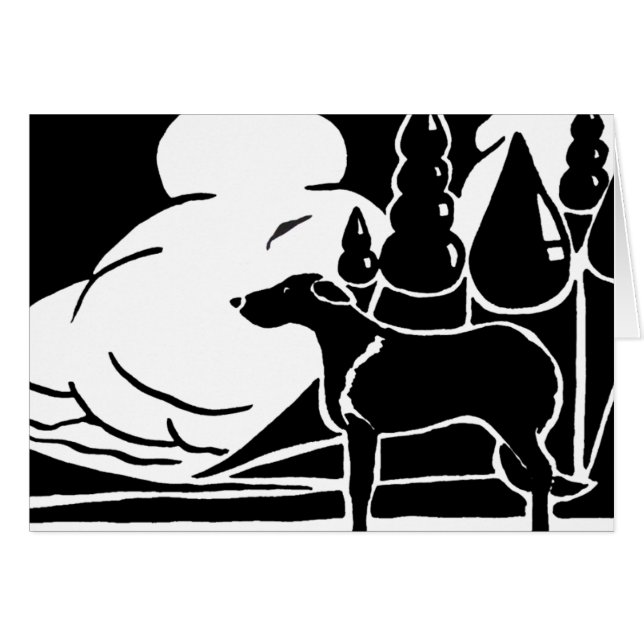 Russischer Borzoi-Hund gegen russische Skyline (Vorderseite (Horizontal))