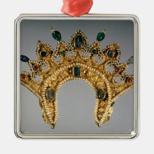 Russischer Diadem, GoldSet mit Perlen Silbernes Ornament