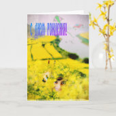 Russischer Glückwunsch zum Geburtstag mit Senf-Blu Karte (Gelbe Blume)