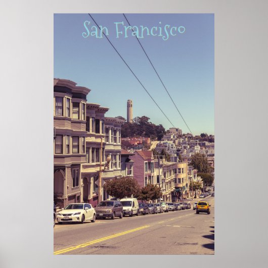 Russischer Hügel mit Coit Tower Poster (Vorne)