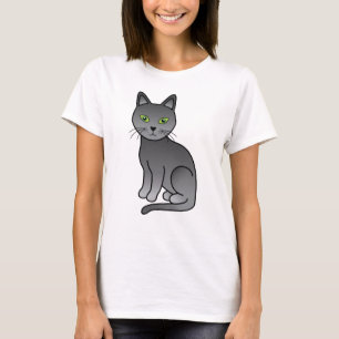 Russischer Niedlicher Cartoon Cat Illustration T-Shirt