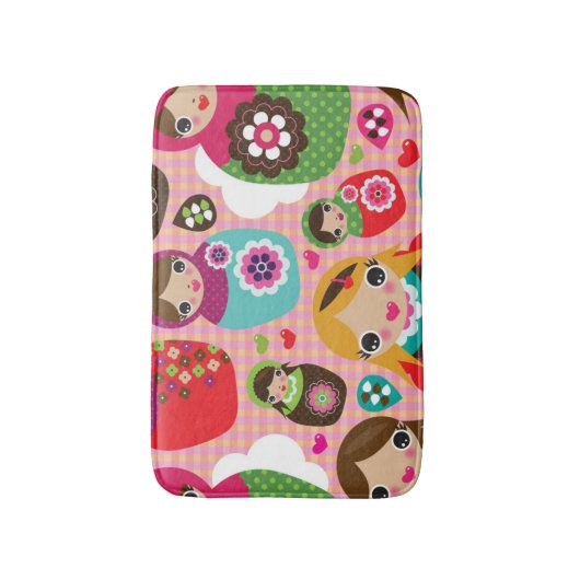 Russischer Puppenillustrationshintergrund Badematte (Vorderseite Vertikal)