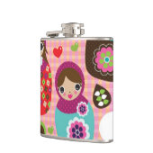 Russischer Puppenillustrationshintergrund Flachmann (Links)