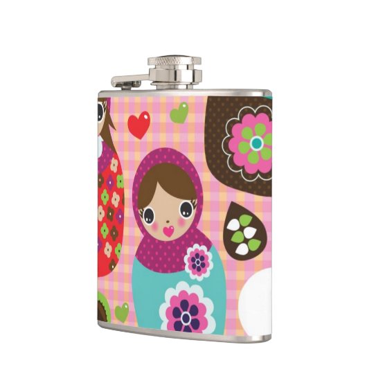 Russischer Puppenillustrationshintergrund Flachmann (Links)