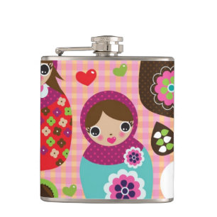 Russischer Puppenillustrationshintergrund Flachmann