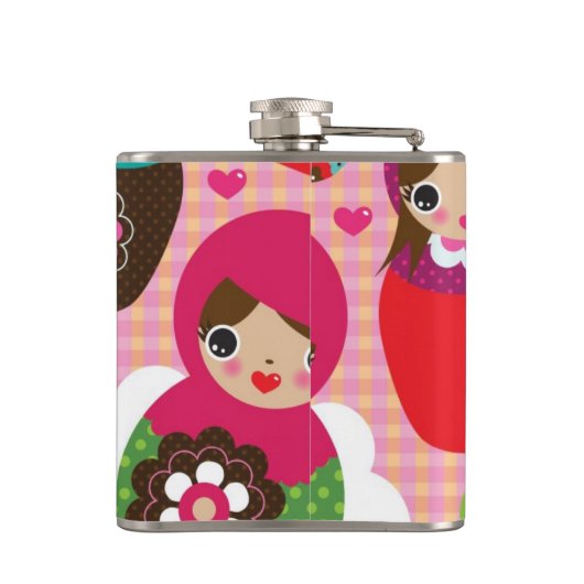 Russischer Puppenillustrationshintergrund Flachmann (Rückseite)