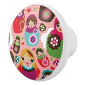 Russischer Puppenillustrationshintergrund Keramikknauf (Rechts)