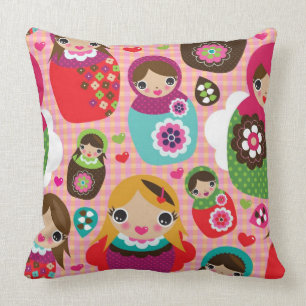 Russischer Puppenillustrationshintergrund Kissen