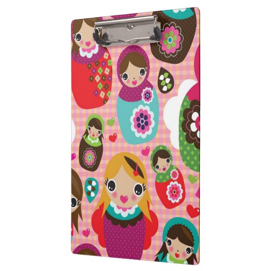 Russischer Puppenillustrationshintergrund Klemmbrett (Links)