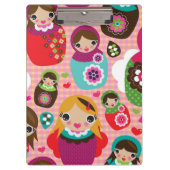 Russischer Puppenillustrationshintergrund Klemmbrett (Vorderseite)