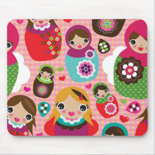 Russischer Puppenillustrationshintergrund Mousepad