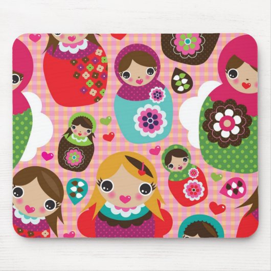 Russischer Puppenillustrationshintergrund Mousepad (Vorne)