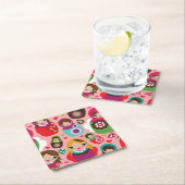 Russischer Puppenillustrationshintergrund Rechteckiger Pappuntersetzer (Vor Ort)