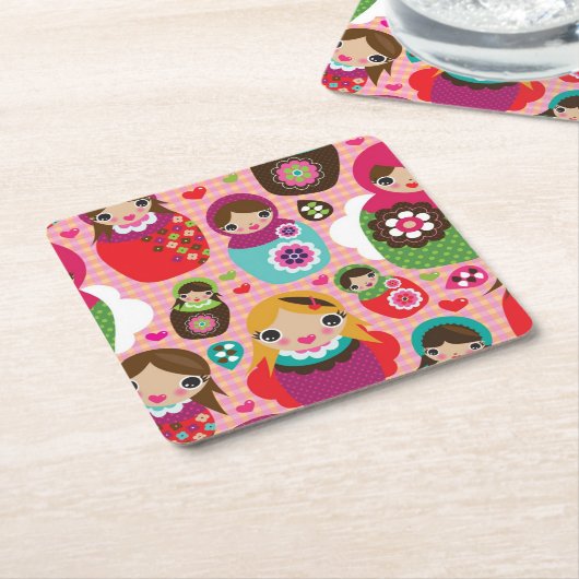 Russischer Puppenillustrationshintergrund Rechteckiger Pappuntersetzer (angewinkelt)